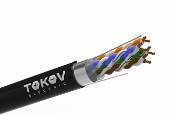 Кабель витая пара F/UTP 4х2х24AWG(0.48мм) кат.5E PE outdoor Fluke tested 305м (м) TOKOV ELECTRIC TKE-C05-F/UTP-42-5E-305-OD