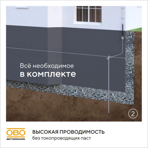 Комплект заземления безмуфтовый d20мм 3м сталь гор. цинк. OBO 6841314