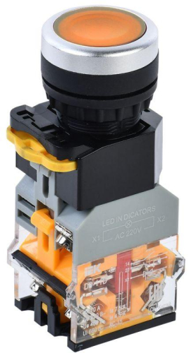 Кнопка D8-11D d22мм 1НО+1НЗ с подсветкой желт. KARAT IEK BBT30-11D-3-12-K05