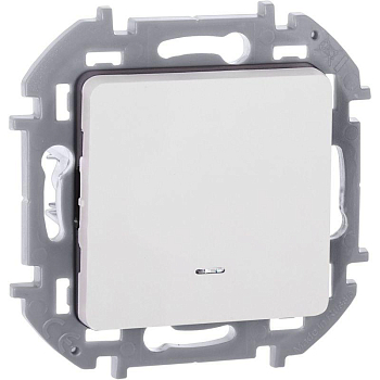 Переключатель 1-кл. Inspiria 10А IP20 250В 10AX с подсветкой/индикацией механизм бел. IEK 673660