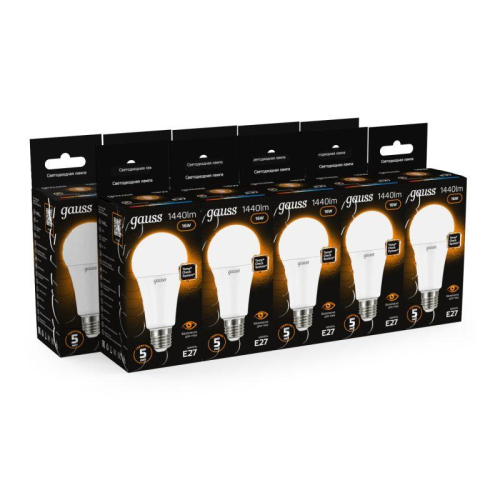 Лампа светодиодная Black 16Вт A60 грушевидная 3000К тепл. бел. E27 1440лм GAUSS 102502116