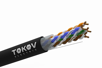 Кабель витая пара U/UTP 4х2х24AWG(0.48мм) кат.5E PE outdoor Fluke tested 305м (м) TOKOV ELECTRIC TKE-C05-U/UTP-42-5E-305-OD
