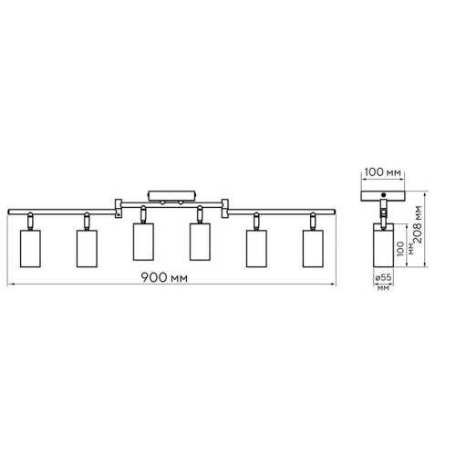 Светильник PCL-0606 6xGU10 IP20 230В WH настен./потолочн. декор. под лампу JazzWay 5066786