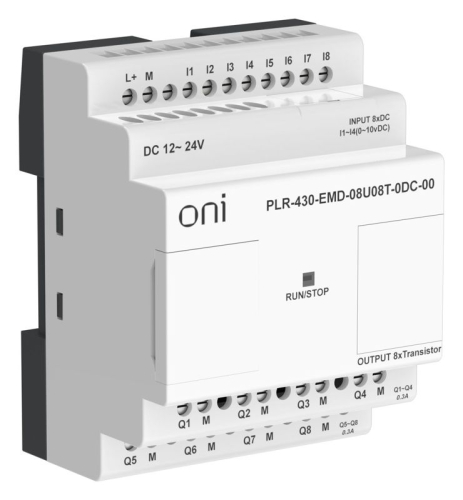 Модуль расширения входов выходов ПЛК 430 4 DI 4 UI (0-10В/DI) 8 TO 24В DC ONI PLR-430-EMD-08U08T-0DC-00