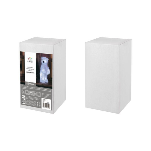 Фигура светодиодная акриловая "Медвежонок" 12х22х13см 10LED бел. 0.5Вт 4.5В IP20 элементы питания 3хAAA (не в компл.) Neon-Night 513-311