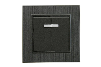 Выключатель 2-клав. с подсветкой Karea LINE STAR чер.Makel 86054023