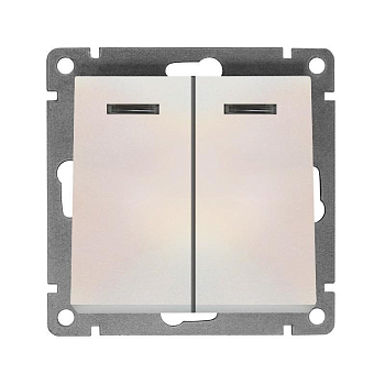 Выключатель 2-кл. СП Афина 10А IP20 с подсветкой механизм жемчуж. Universal A0123-OBr