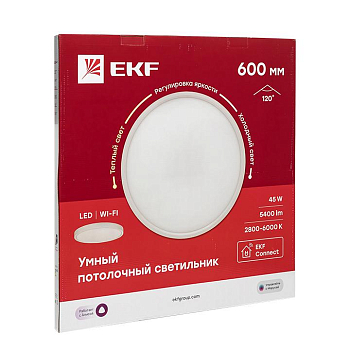 Светильник потолочный Умный 600мм Connect EKF sclwf-600-cct