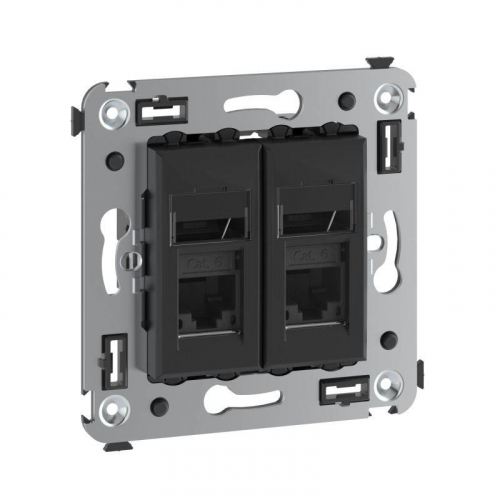 Розетка компьютерная 2-м RJ45 СП кат.6А Avanti "Черный матовый" DKC 4412374