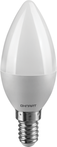 Лампа светодиодная 61 128 OLL-C37-8-230-6.5K-E14-FR 8Вт свеча 6500К холод. бел. E14 800лм 176-264В ОНЛАЙТ 61128