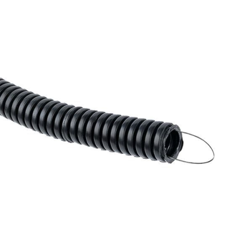 Труба гофрированная d20мм с протяжкой безгалоген. трудногорючая (FRHF) черн. (уп.100м) Plast EKF FRHF-20