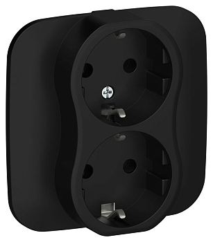 Розетка 2-м СП FLITE РС12-1-А-ФлЧ 16А с заземл. без защ. шторок безвинтовое крепление в сборе механизм черн. IEK FI-R21A-16-1-K02