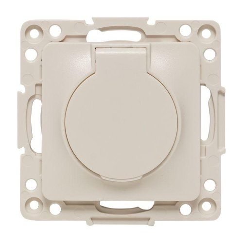 Розетка 1-м СП Стокгольм 16А IP44 с заземл. защ. шторки с крышкой механизм бел. PROxima EKF EYR16-028-10-44