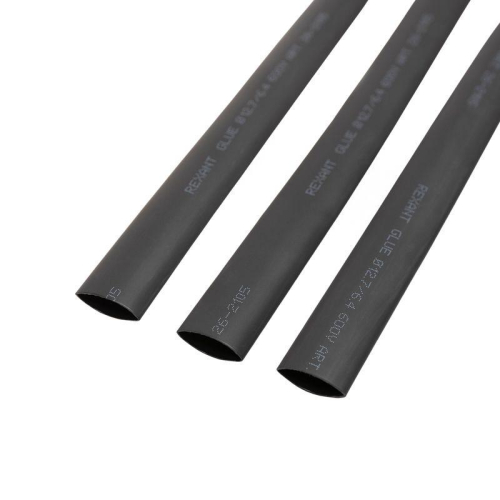 Трубка термоусадочная двустенная клеевая 12.7/6.35 (2:1) черн. 1м (уп.10шт) Rexant 26-2105