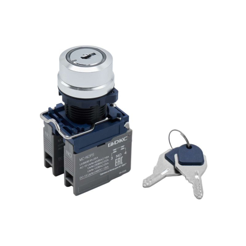 Головка переключателя с ключом на 3 положения с возвратом стандартная ручка алюм. черн. DKC M22S-KM3A