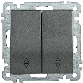 Переключатель проходной 2-кл. СП BOLERO 10А IP20 ВС10-2-2-Б механизм антрацит IEK EVB22-K95-10