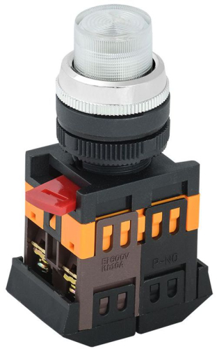 Кнопка ABLFP-22 d22мм 1НО+1НЗ 240В неон прозр. GENERICA BBT20-ABLFP-K08