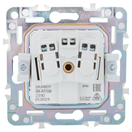 Розетка 1-м SKANDY 16А IP44 с заземл. защ. шторки с крышкой SK-R11Gr сер. IEK SK-R16-16-44-K03